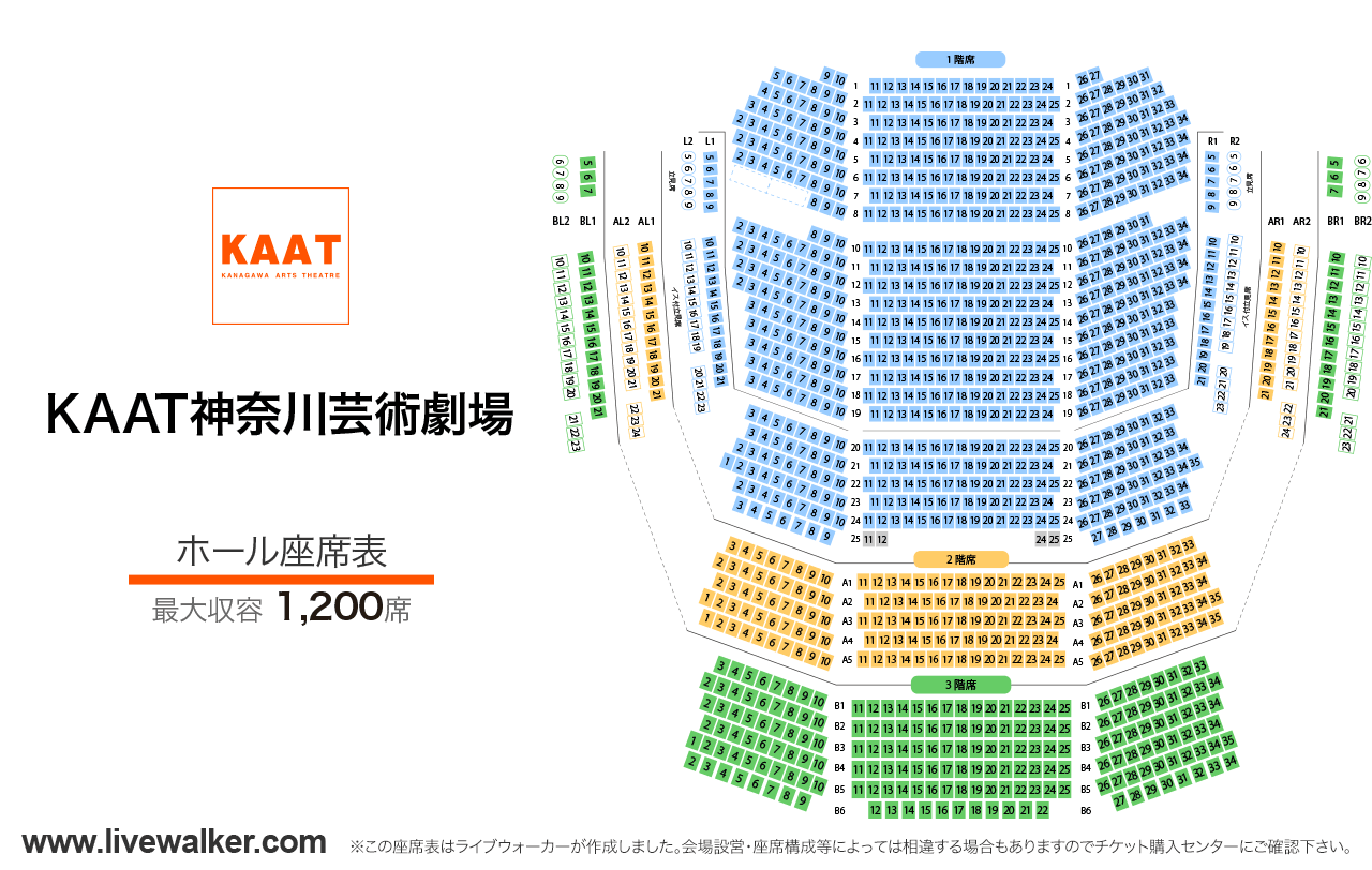 KAAT神奈川芸術劇場ホールの座席表