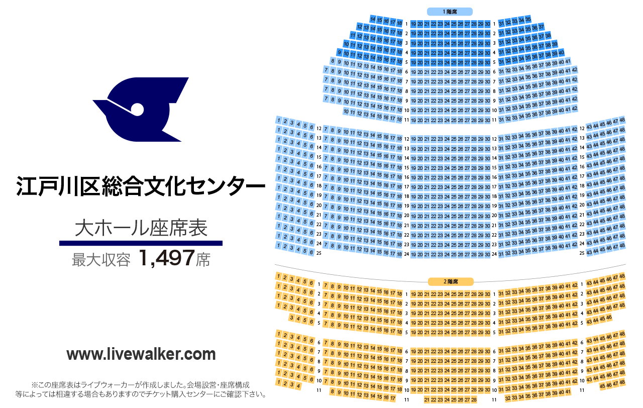 江戸川区総合文化センター大ホールの座席表