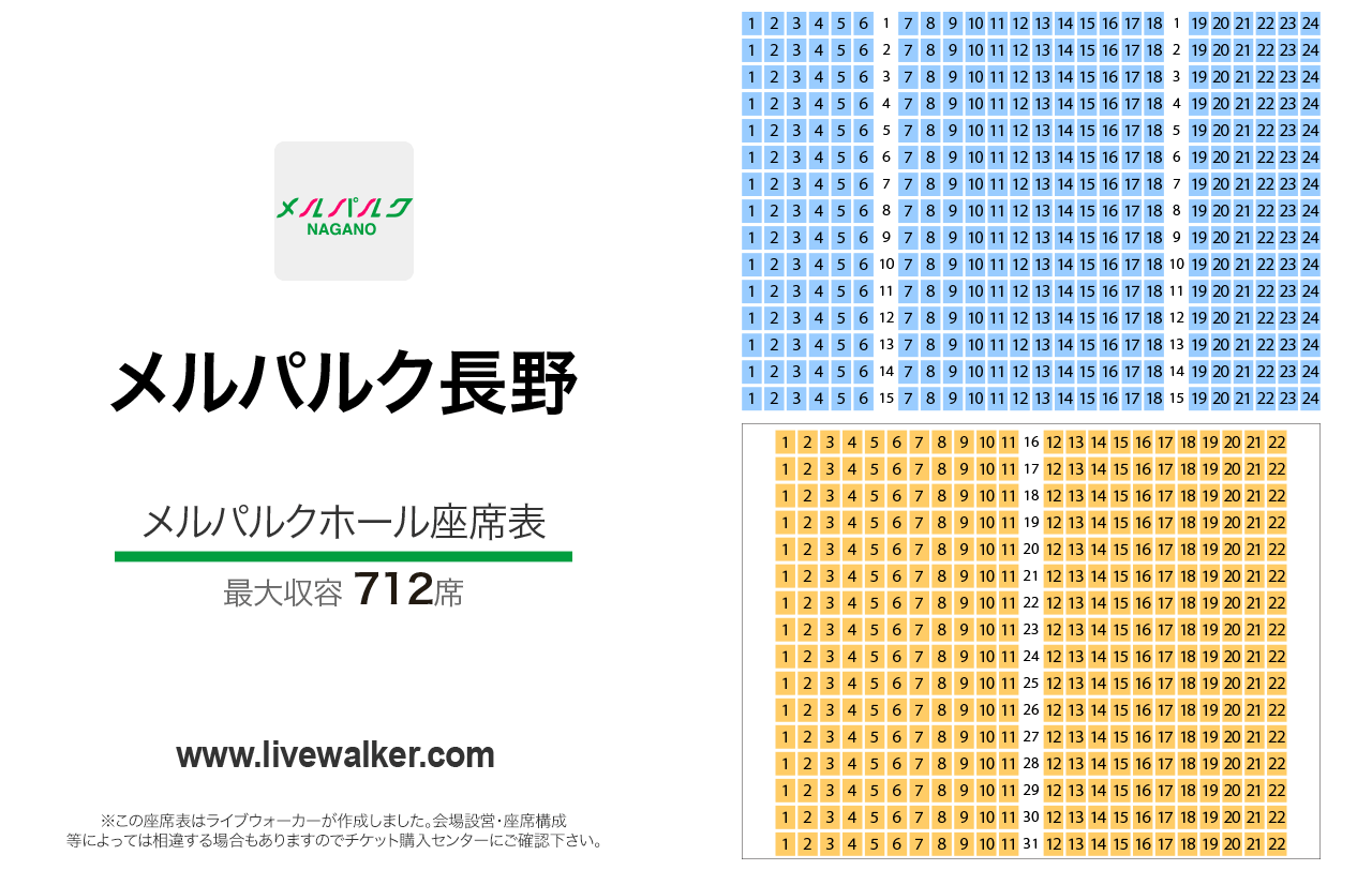 メルパルク長野メルパルクホールメルパルクホールの座席表