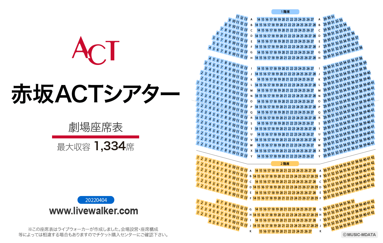 TBS赤坂ACTシアター劇場の座席表