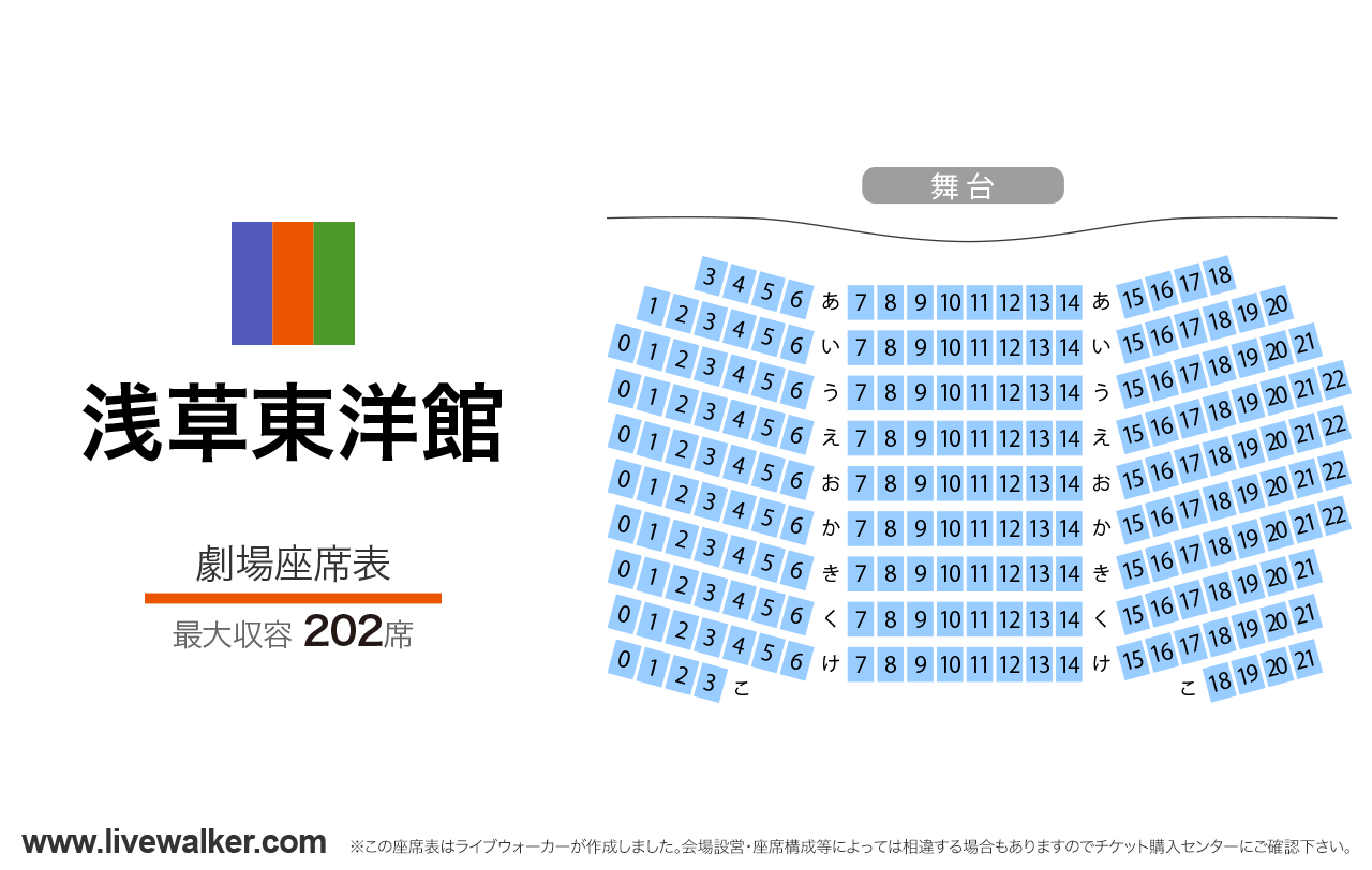 浅草東洋館劇場の座席表