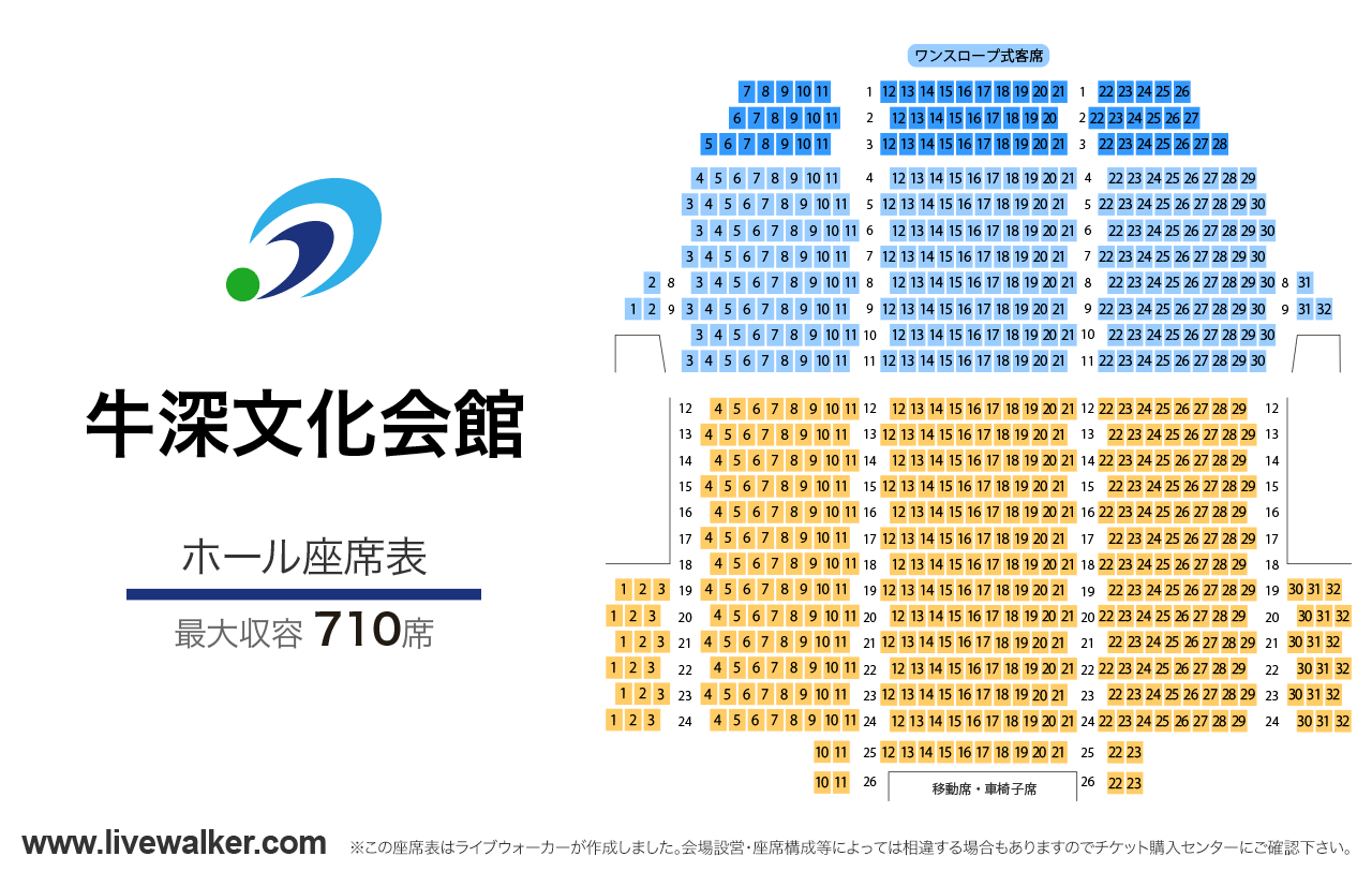 牛深文化会館（牛深総合センター）ホールの座席表