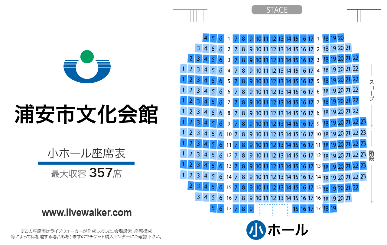 浦安市文化会館小ホールの座席表