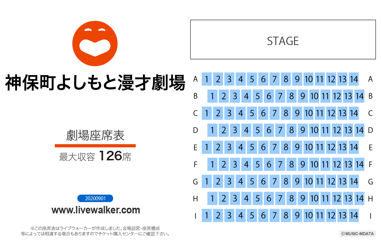 神保町よしもと漫才劇場劇場の座席表