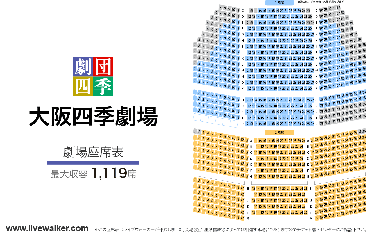 大阪四季劇場劇場の座席表
