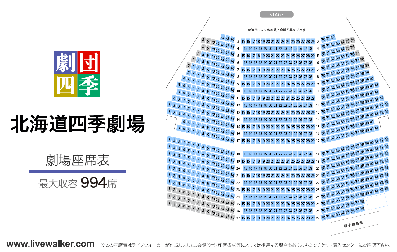 北海道四季劇場劇場の座席表