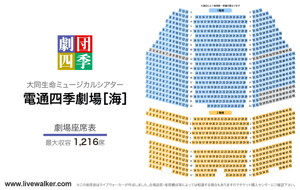 電通四季劇場［海］劇場の座席表