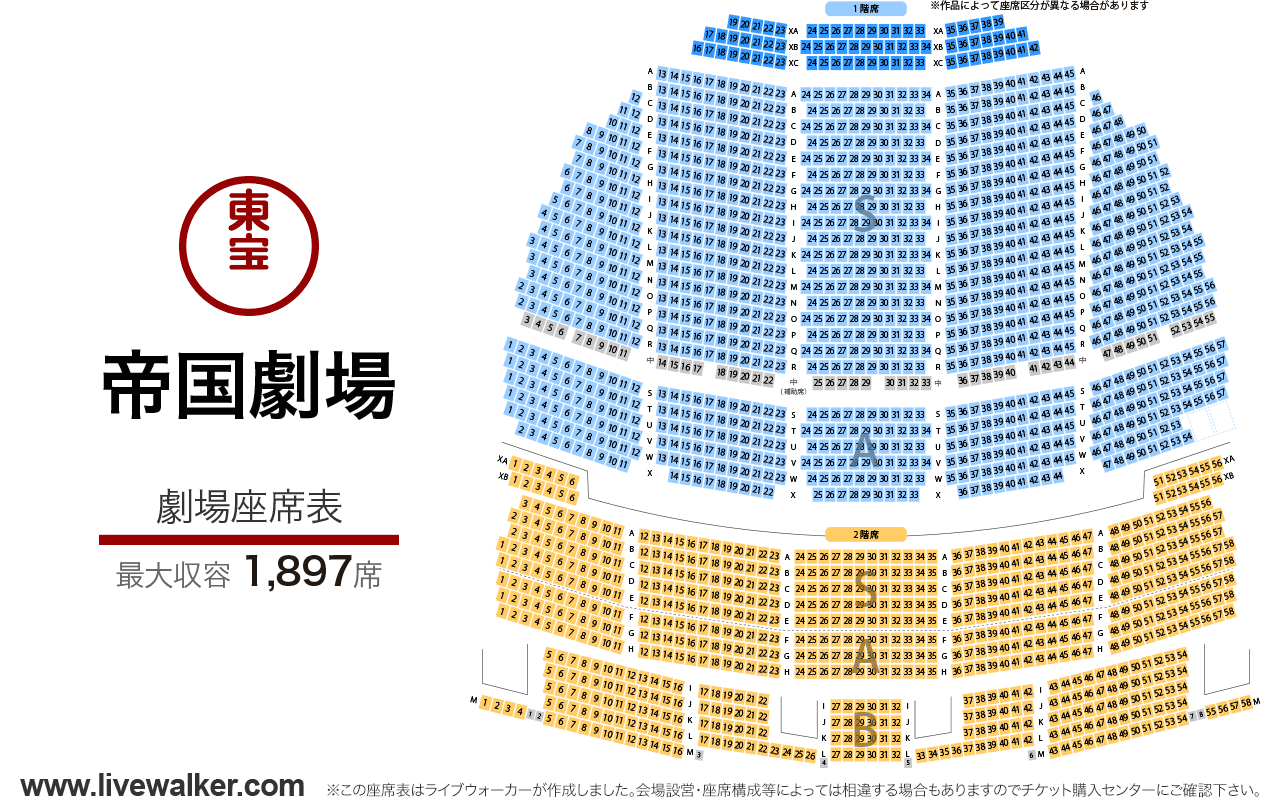 帝国劇場劇場の座席表