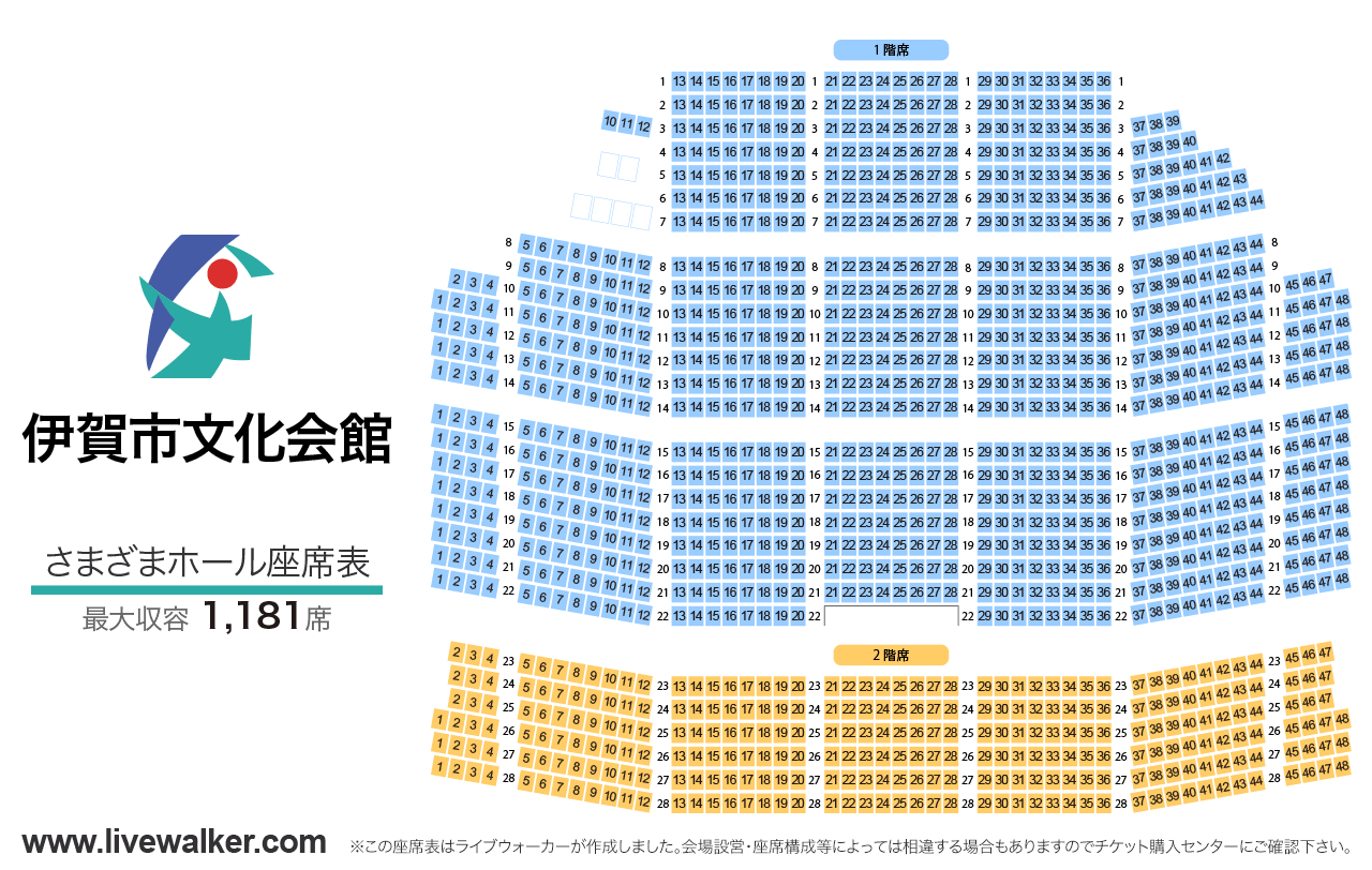 伊賀市文化会館 さまざまホールさまざまホールの座席表