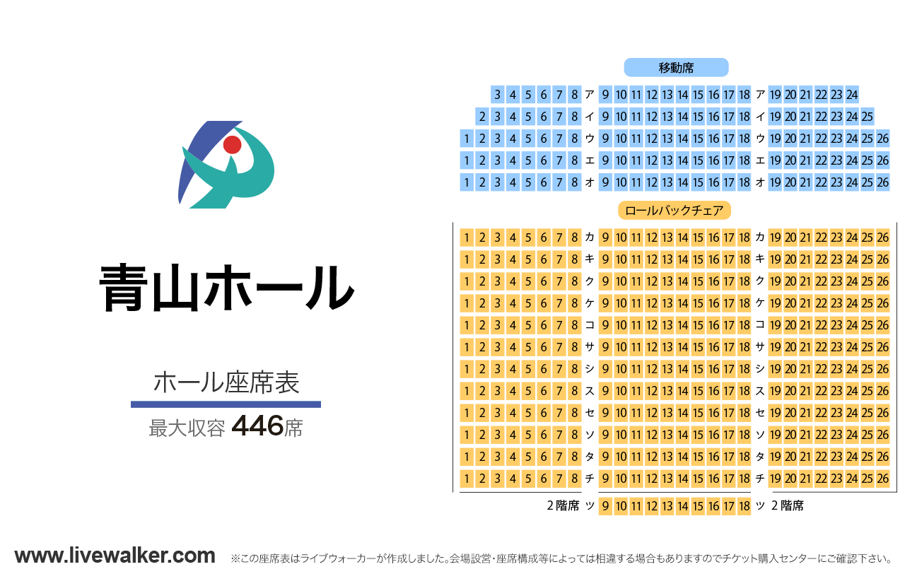 青山ホールホールの座席表