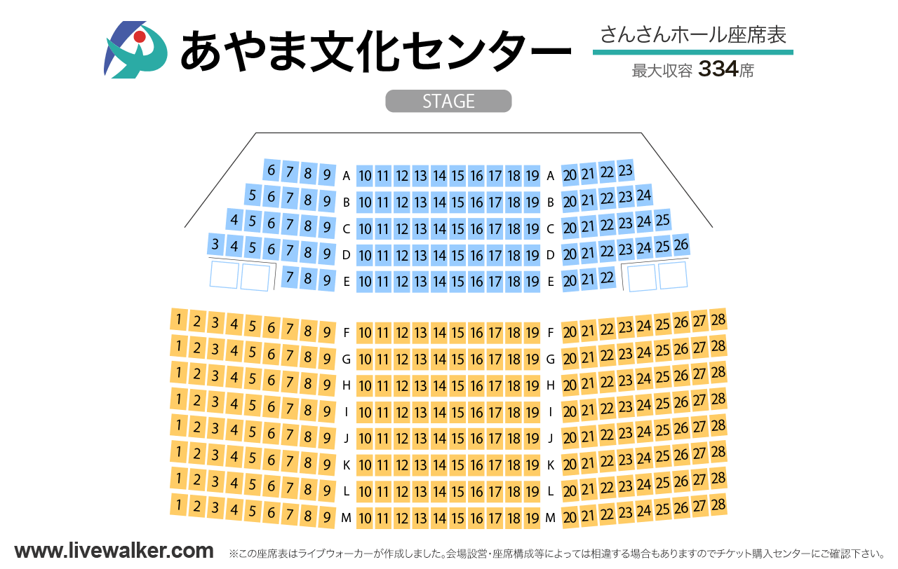 あやま文化センターさんさんホールの座席表