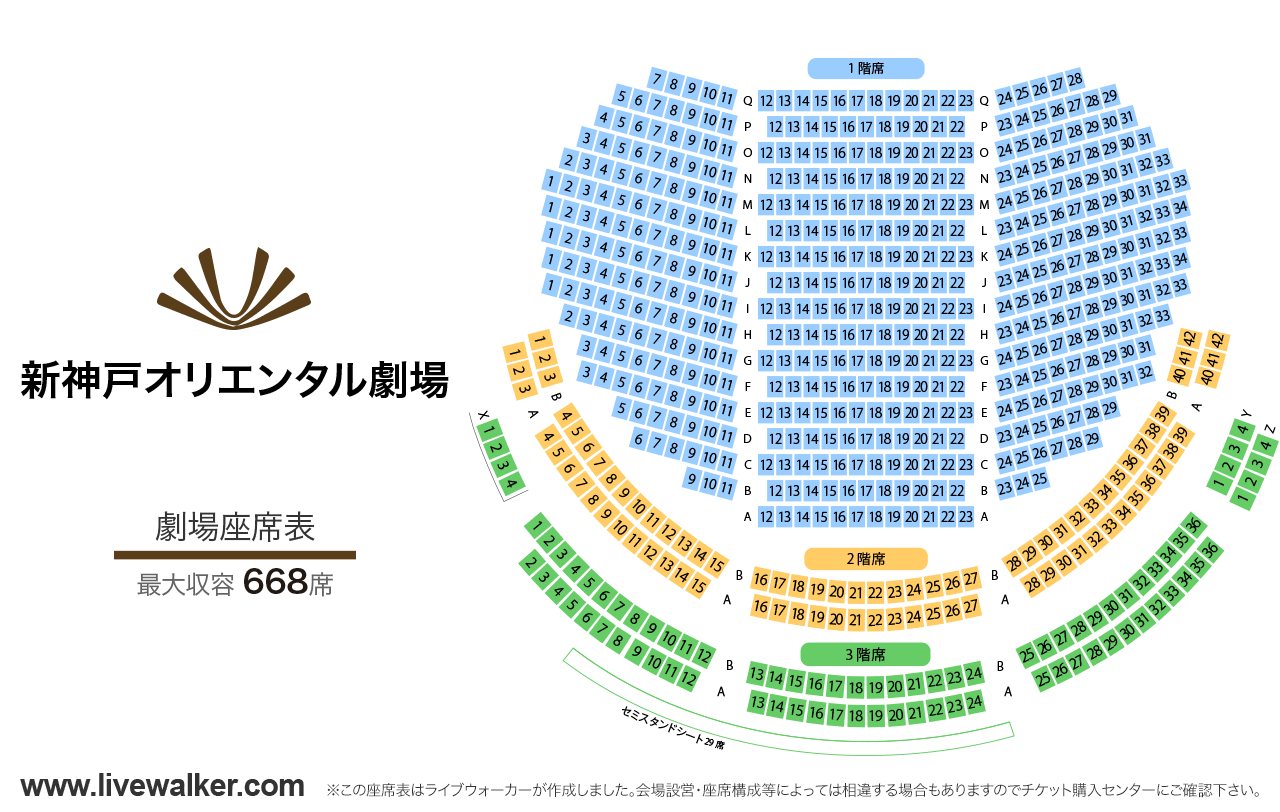 新神戸オリエンタル劇場劇場の座席表