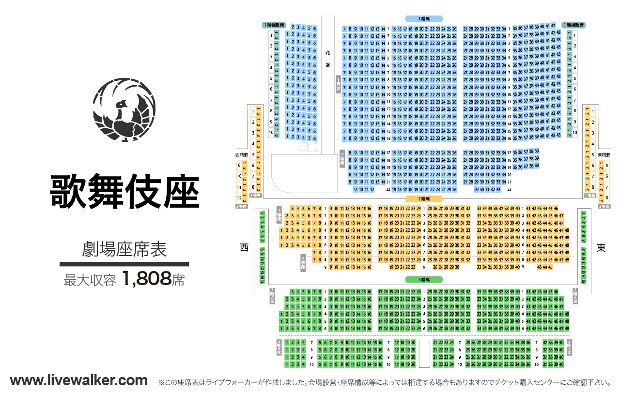 歌舞伎座劇場の座席表