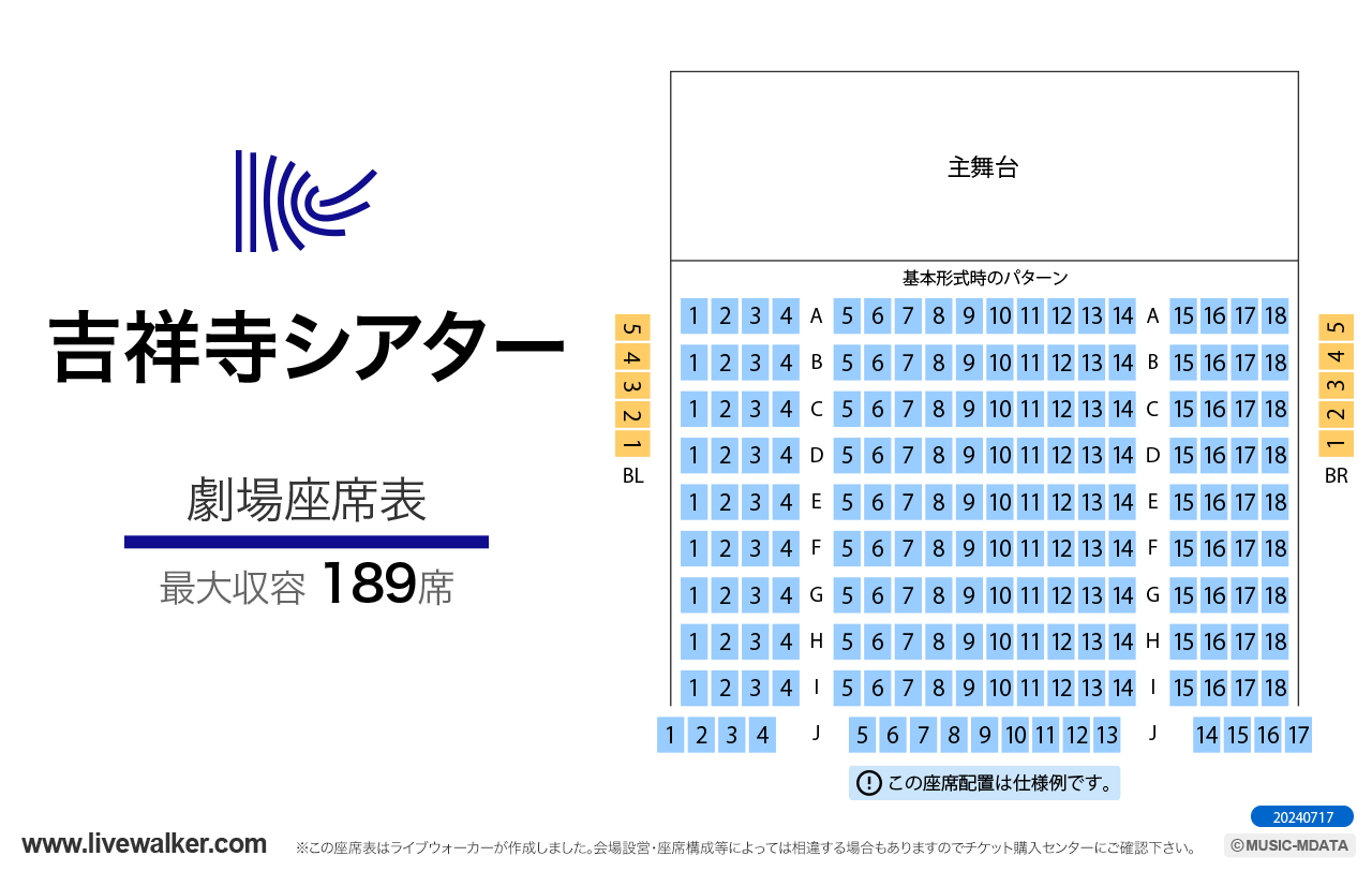 吉祥寺シアター劇場の座席表