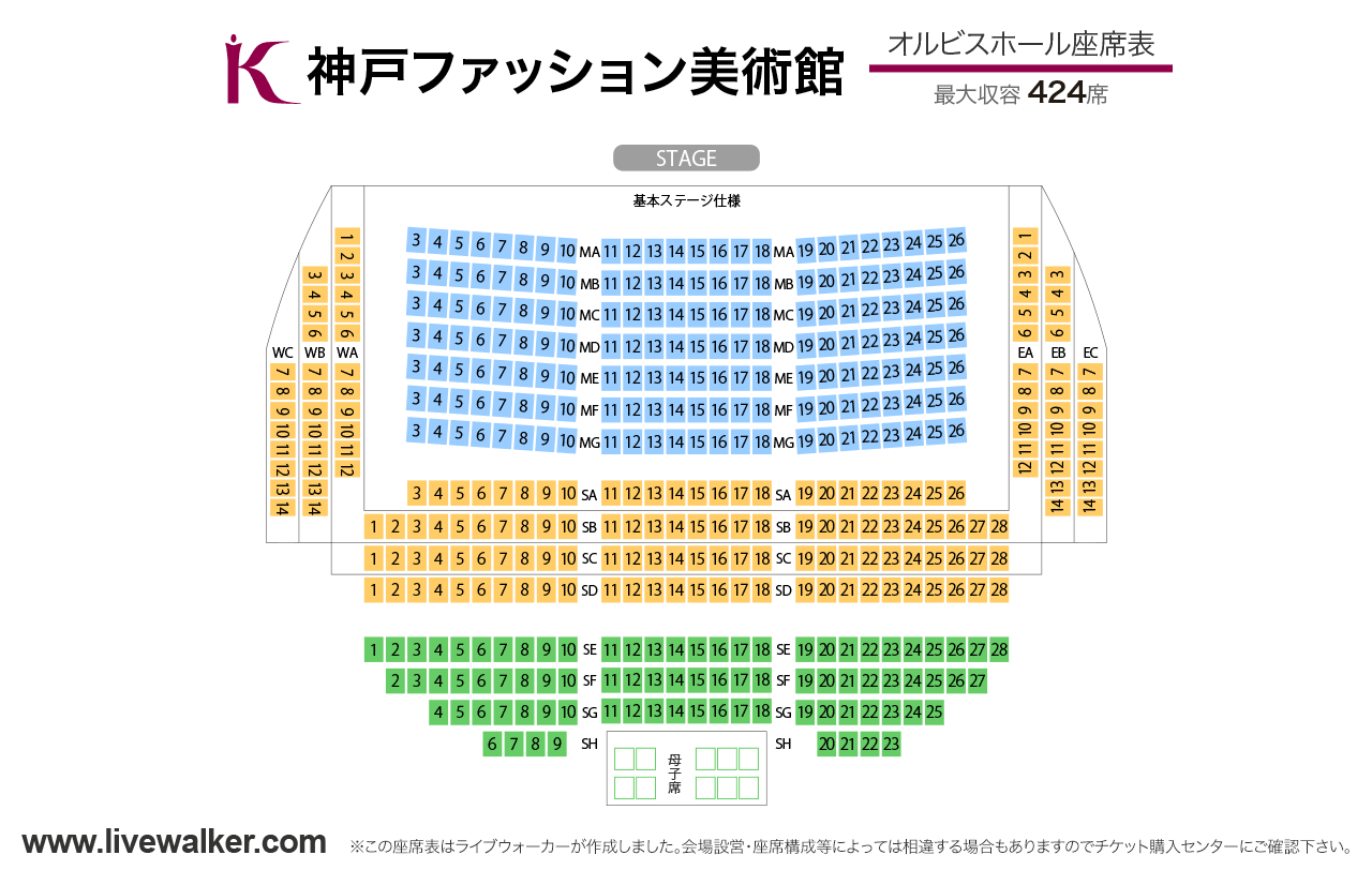 神戸ファッション美術館・オルビスホールオルビスホールの座席表