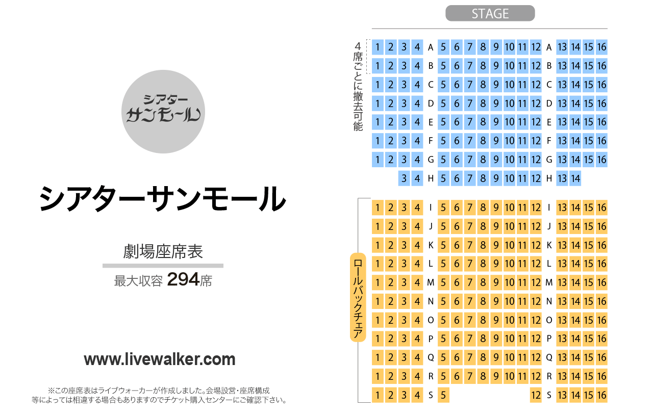 新宿シアターサンモール劇場の座席表