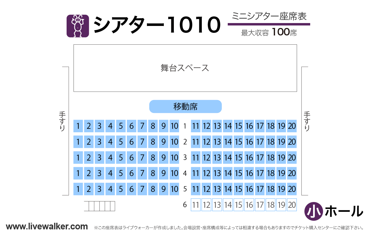 北千住シアター1010ミニシアターの座席表