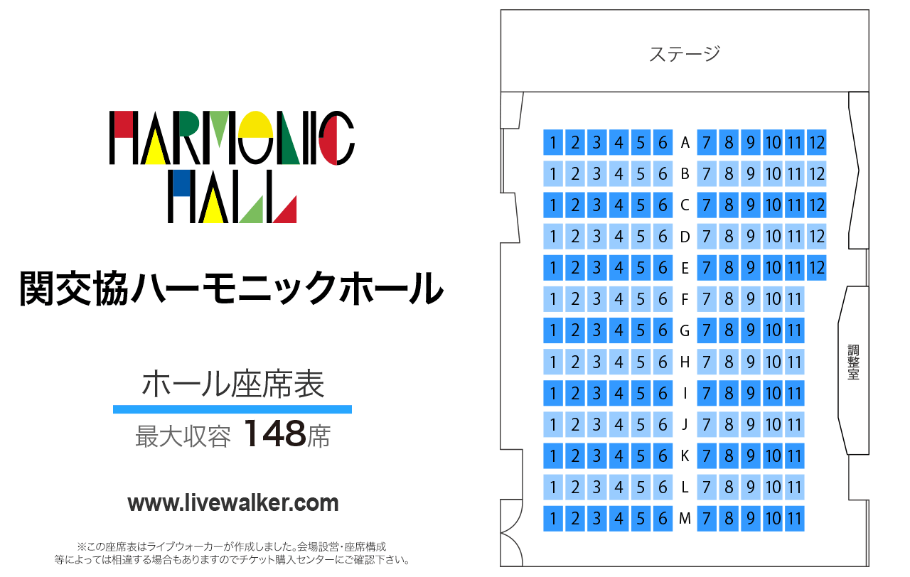 関交協ハーモニックホールホールの座席表