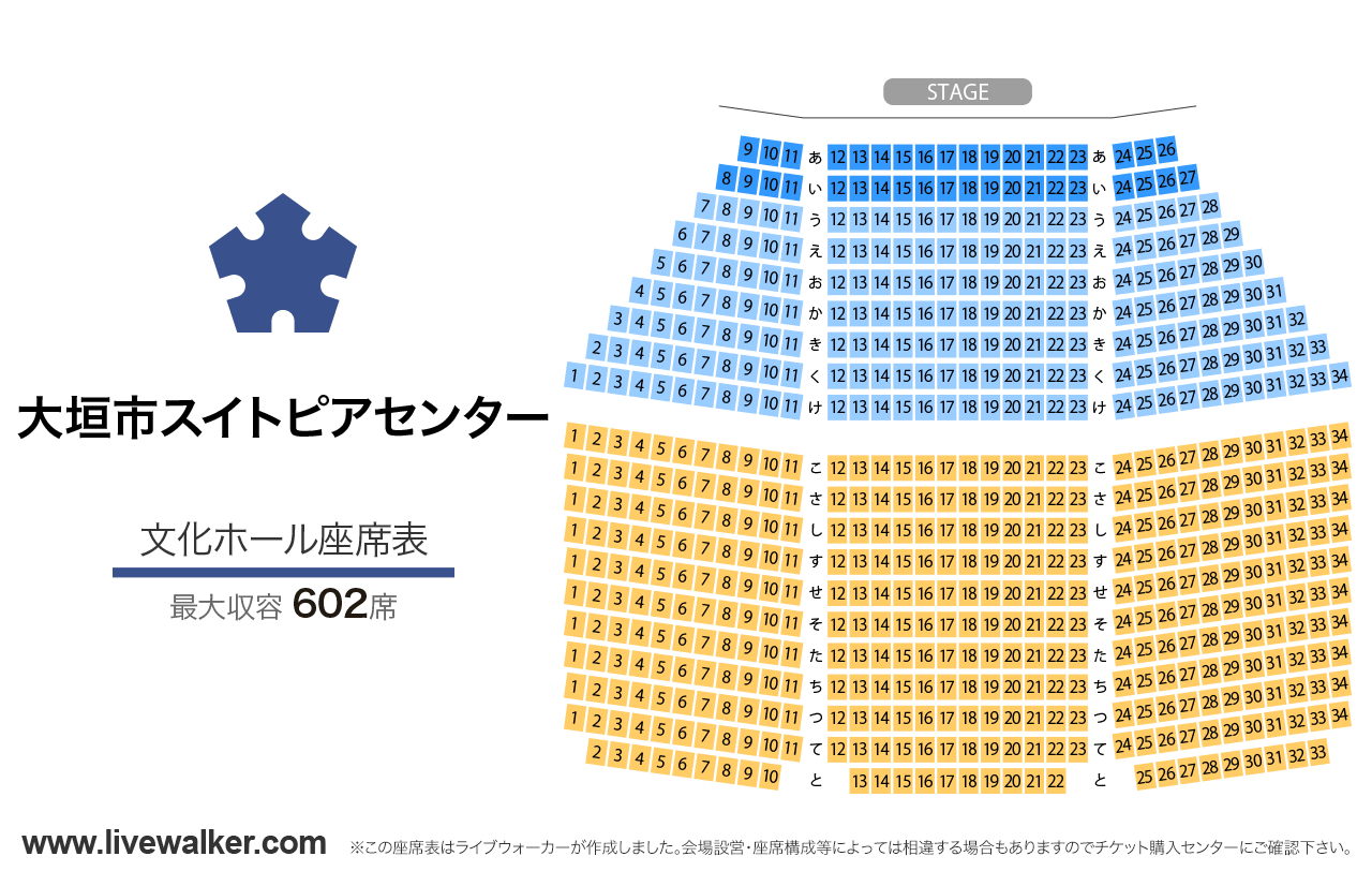 大垣市スイトピアセンター文化ホールの座席表