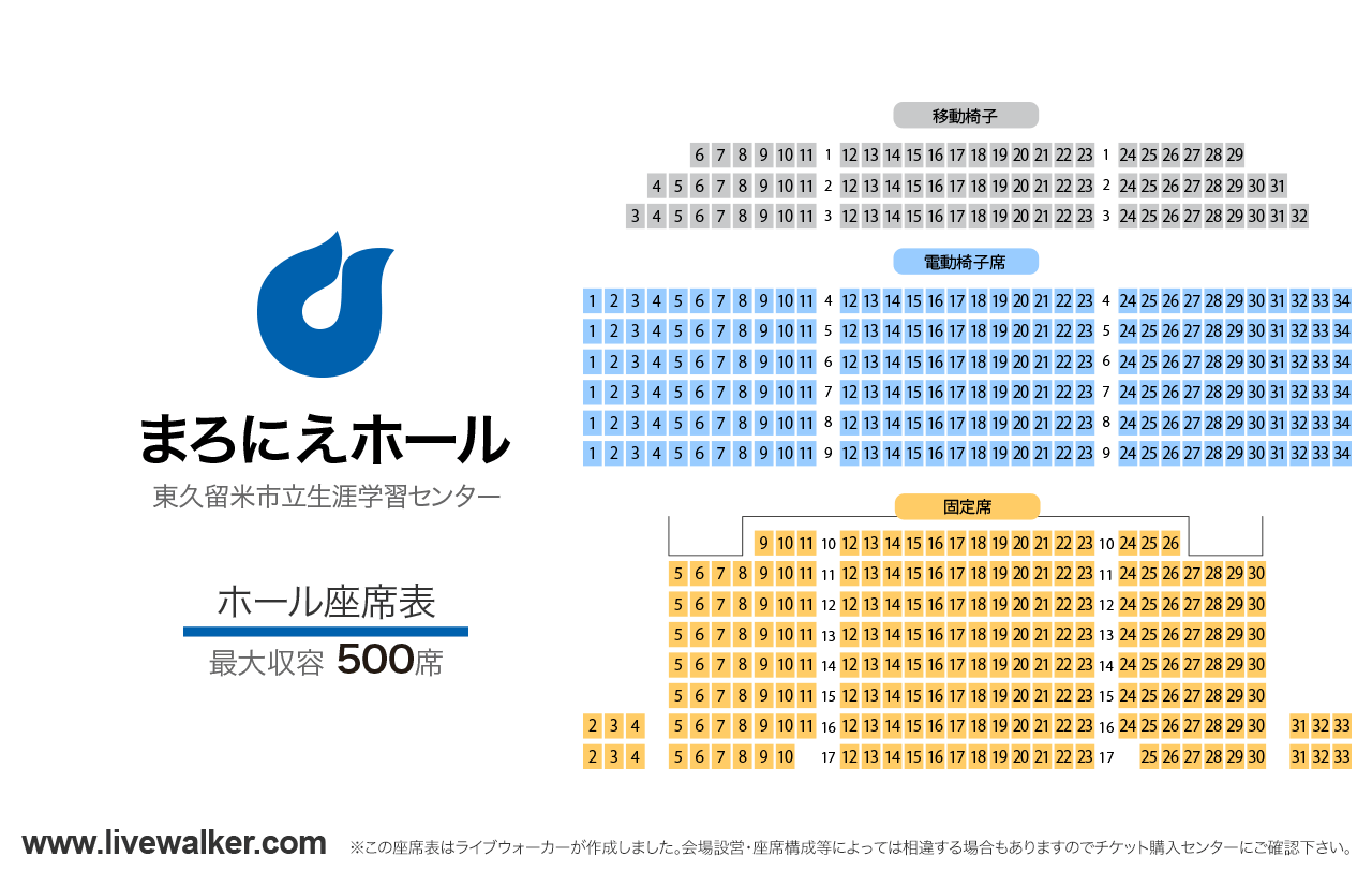 まろにえホールホールの座席表