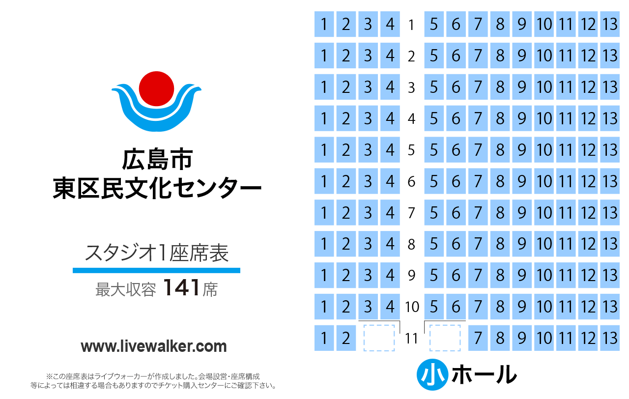 広島市東区民文化センタースタジオ1の座席表