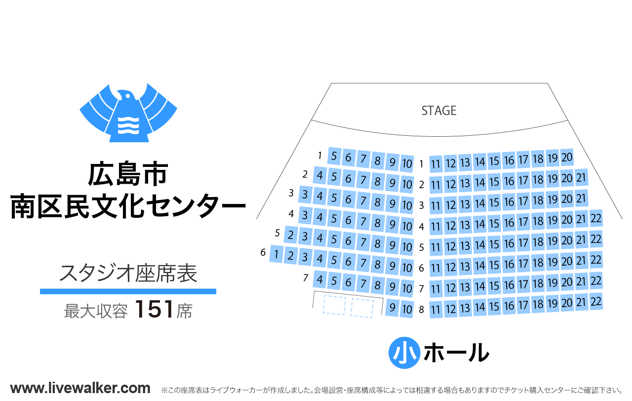 広島市南区民文化センタースタジオの座席表