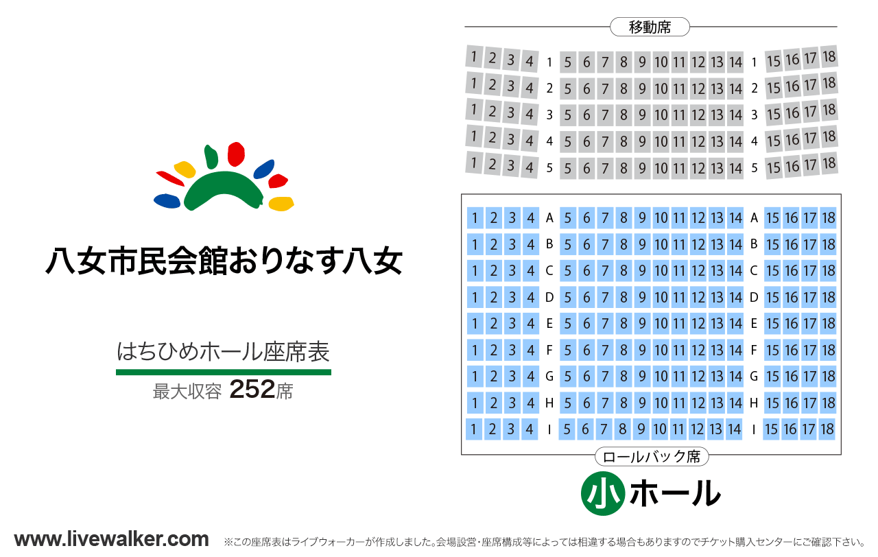 八女市民会館 おりなす八女はちひめホールの座席表