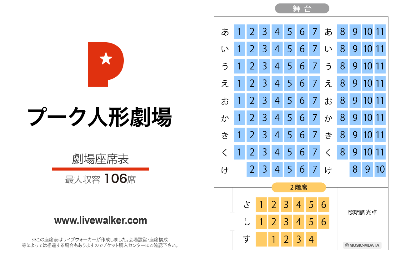 プーク人形劇場劇場の座席表