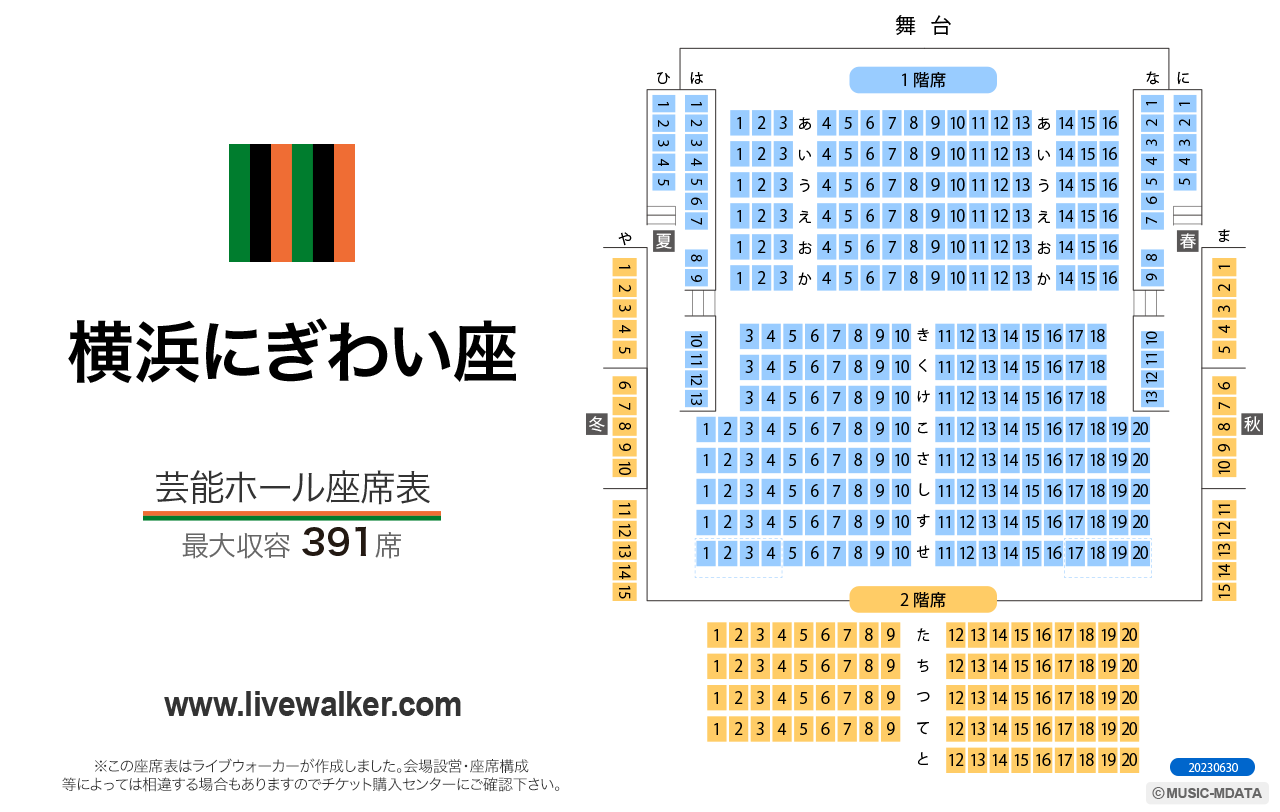 横浜にぎわい座芸能ホールの座席表