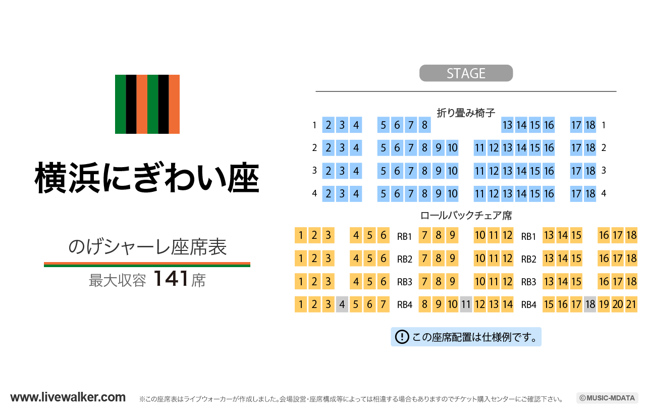 横浜にぎわい座のげシャーレ（小ホール）の座席表