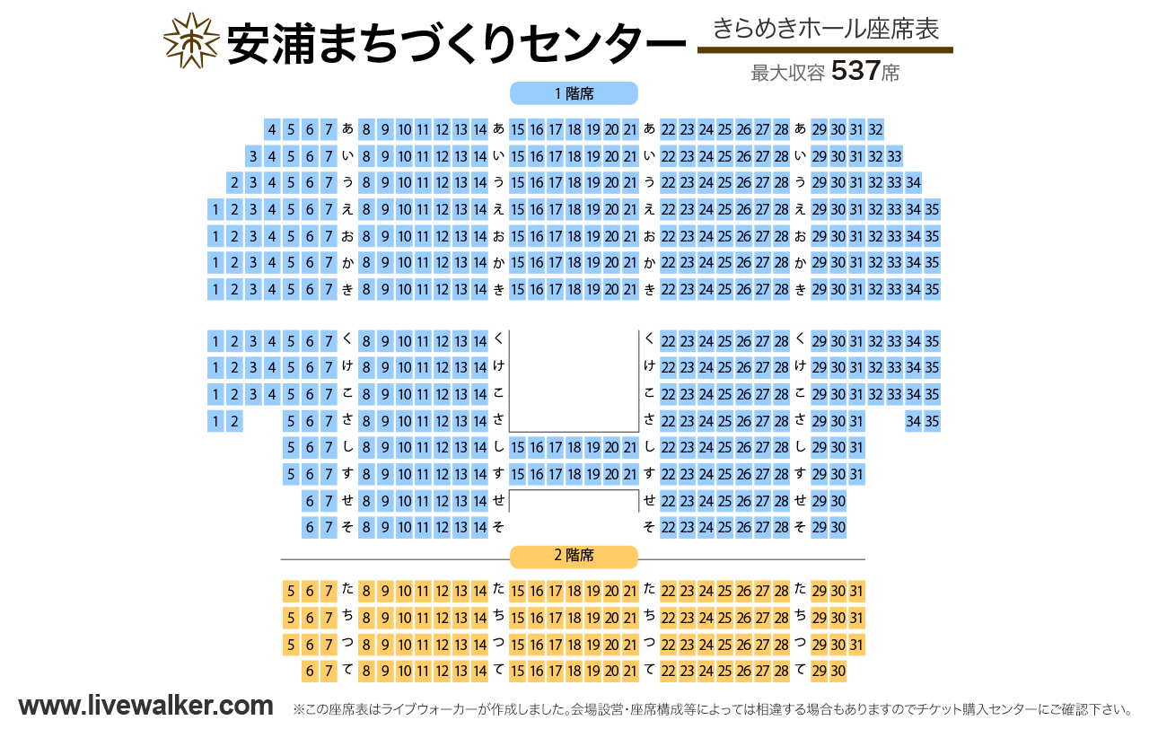 安浦まちづくりセンターきらめきホールきらめきホールの座席表