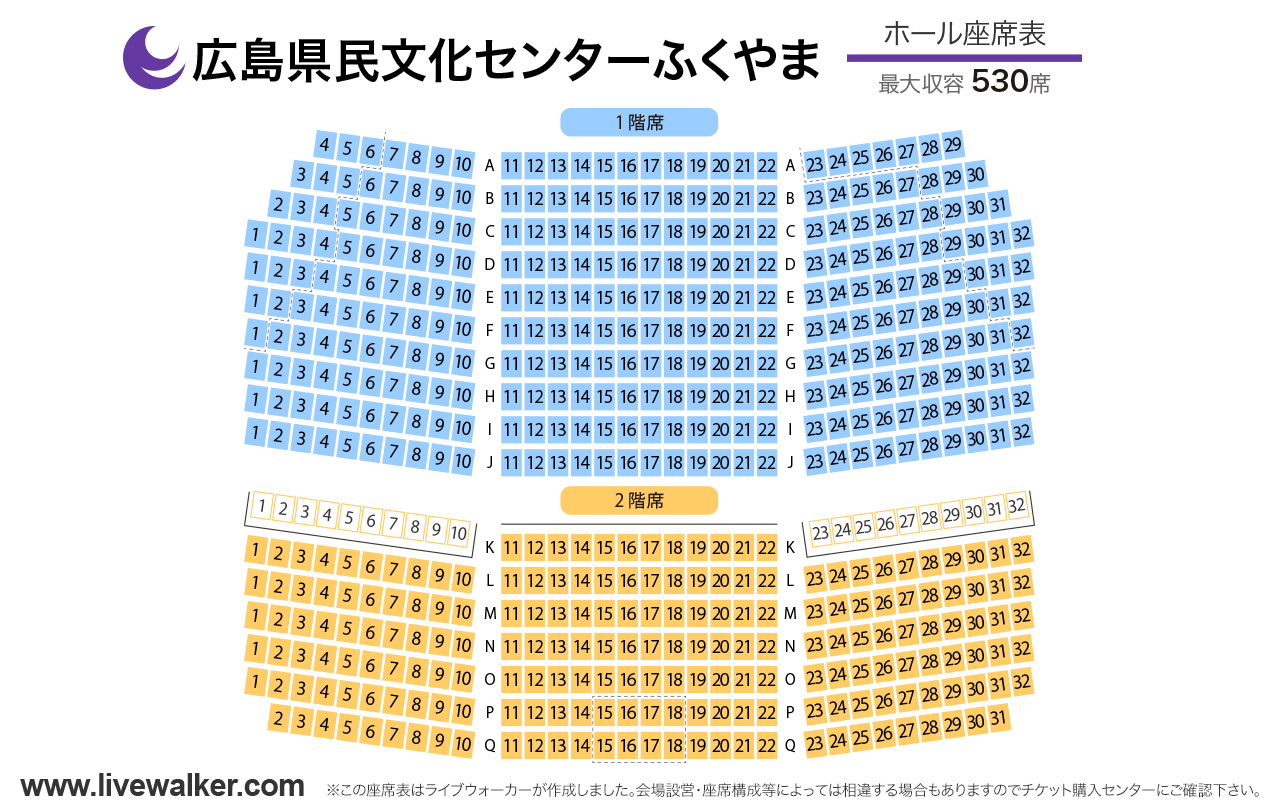 広島県民文化センターふくやまホールの座席表