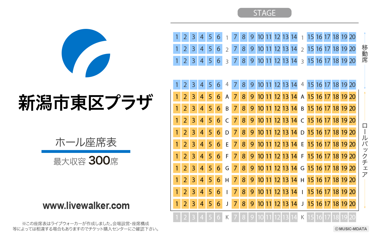 新潟市東区プラザホールの座席表