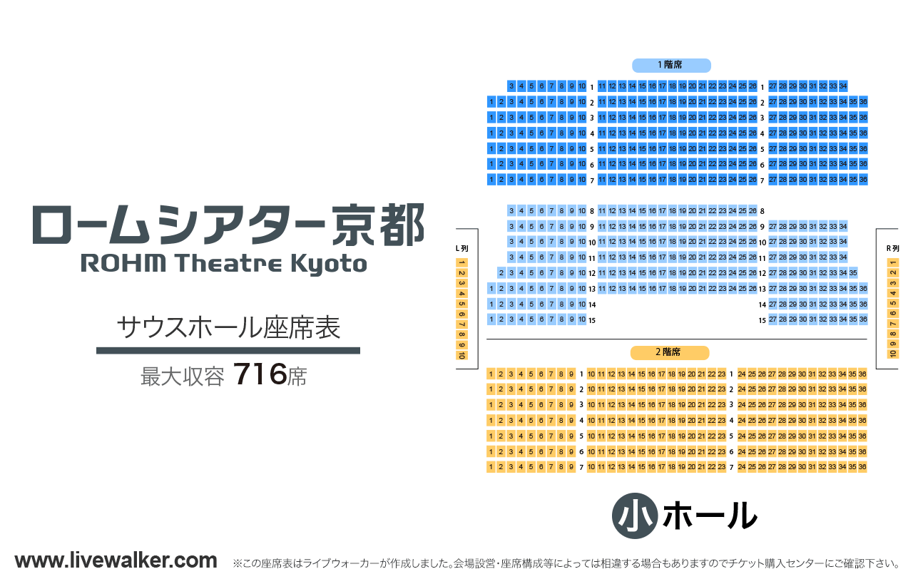 ロームシアター京都サウスホールの座席表