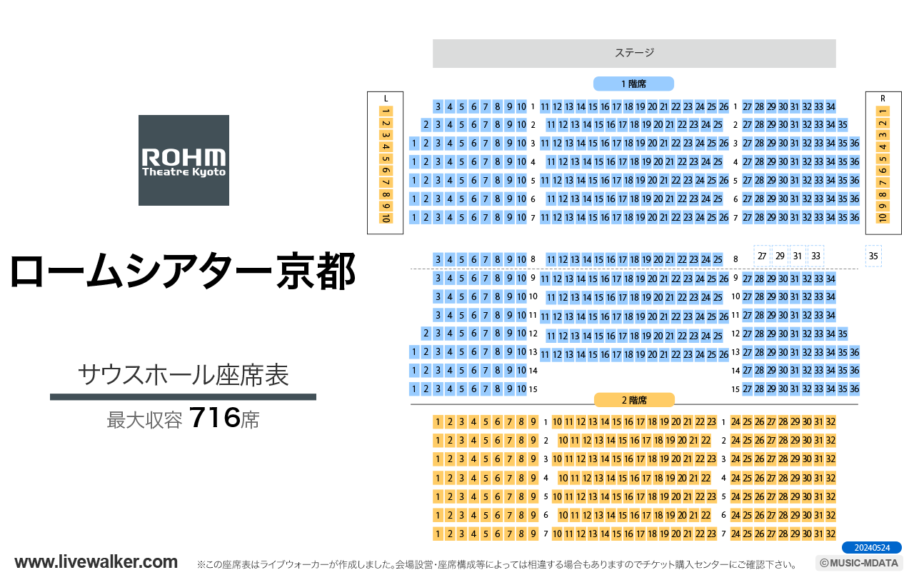 ロームシアター京都サウスホールの座席表