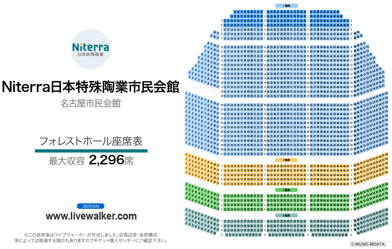 日本特殊陶業市民会館フォレストホールの座席表
