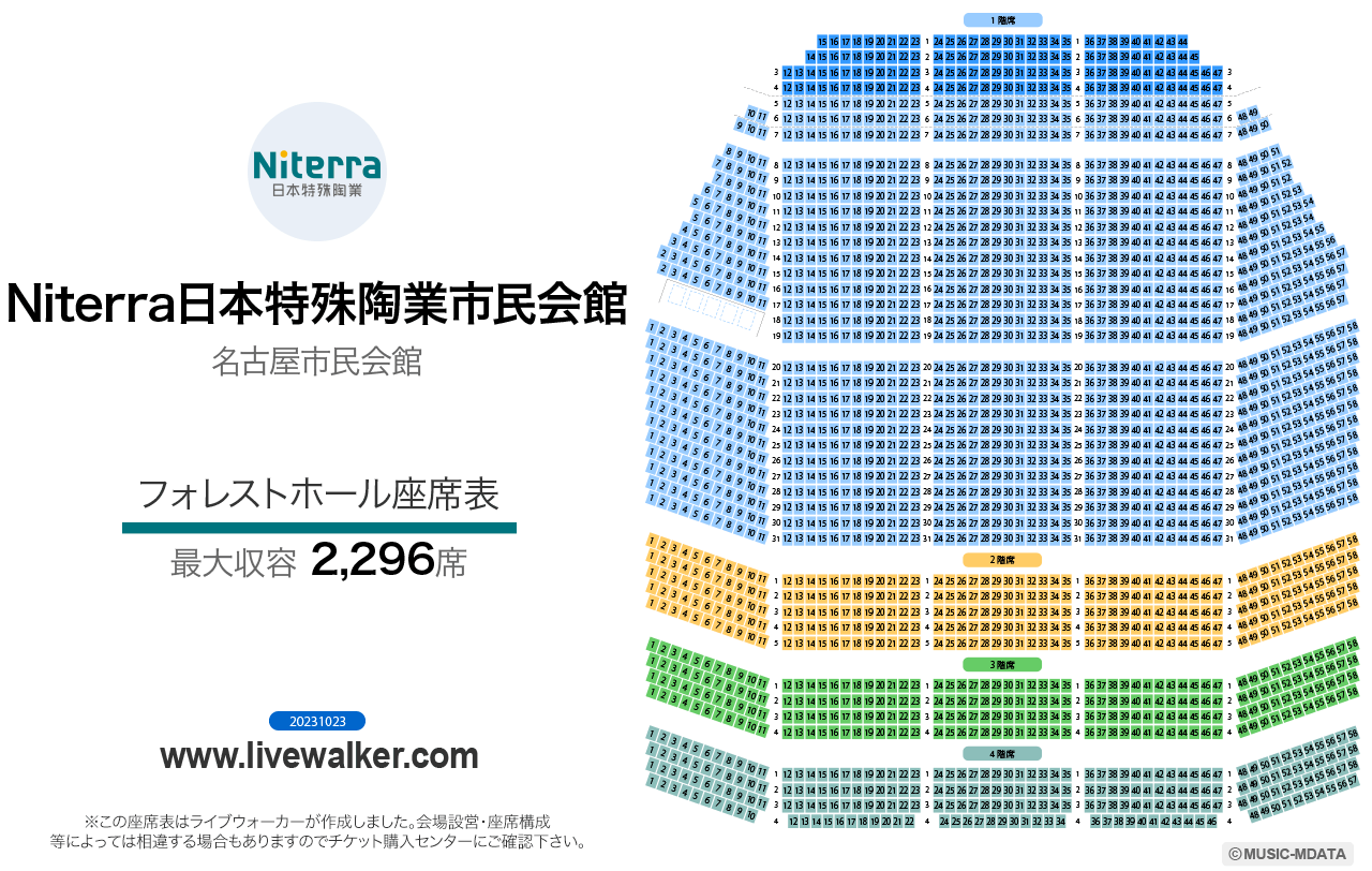 Niterra日本特殊陶業市民会館フォレストホールの座席表