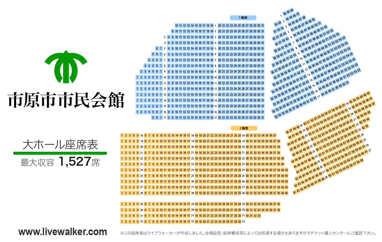 市原市市民会館大ホールの座席表