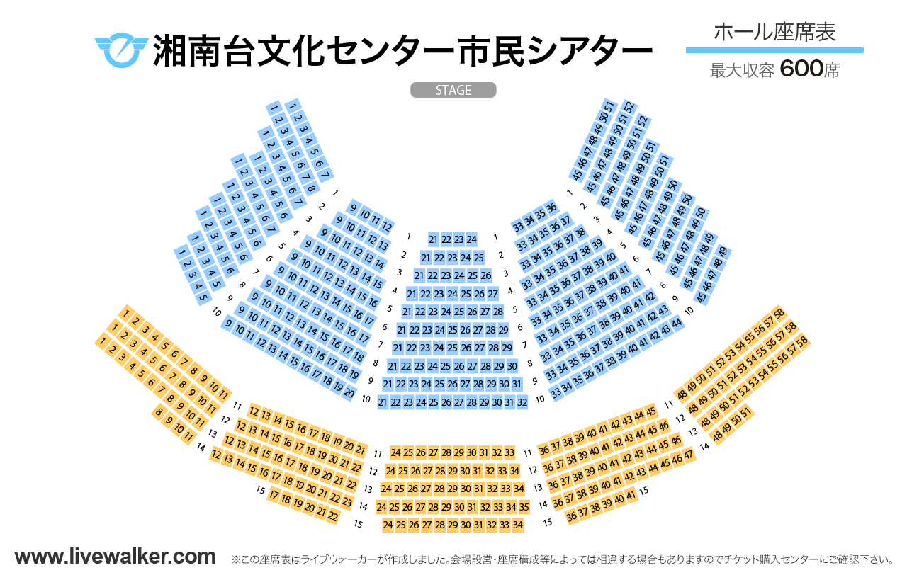 湘南台文化センター 市民シアターホールの座席表