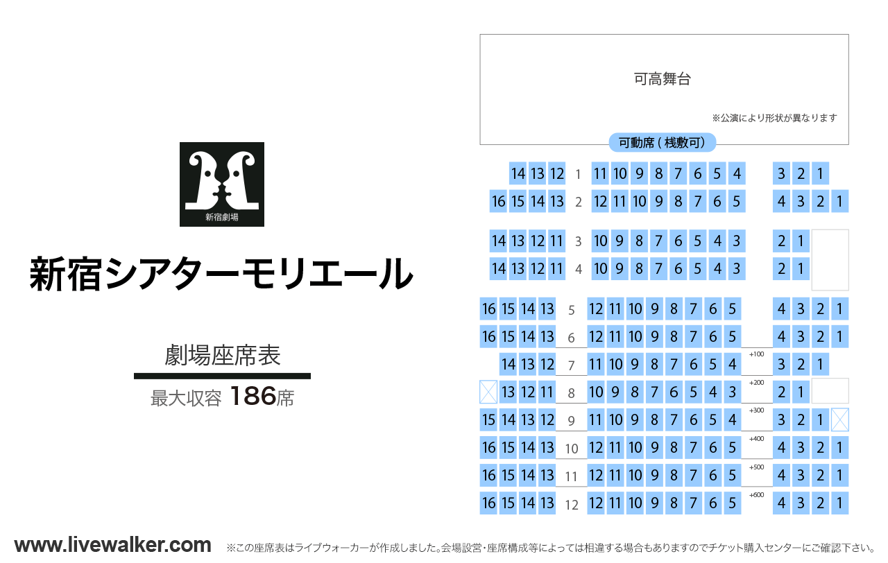 新宿シアターモリエール劇場の座席表