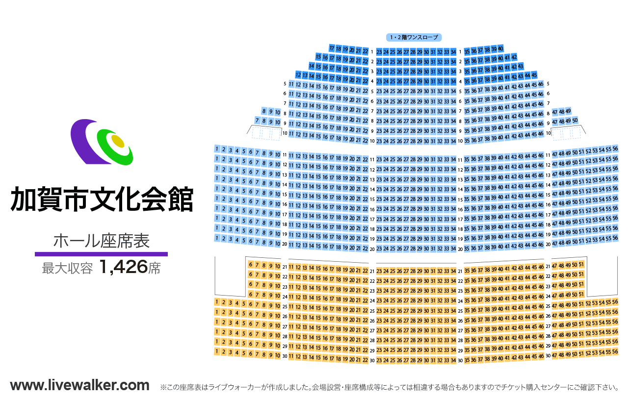 加賀市文化会館ホールの座席表