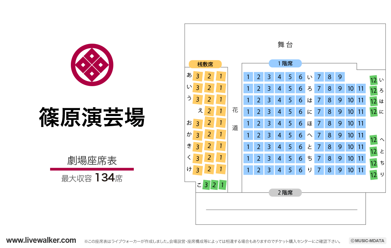 篠原演芸場劇場の座席表