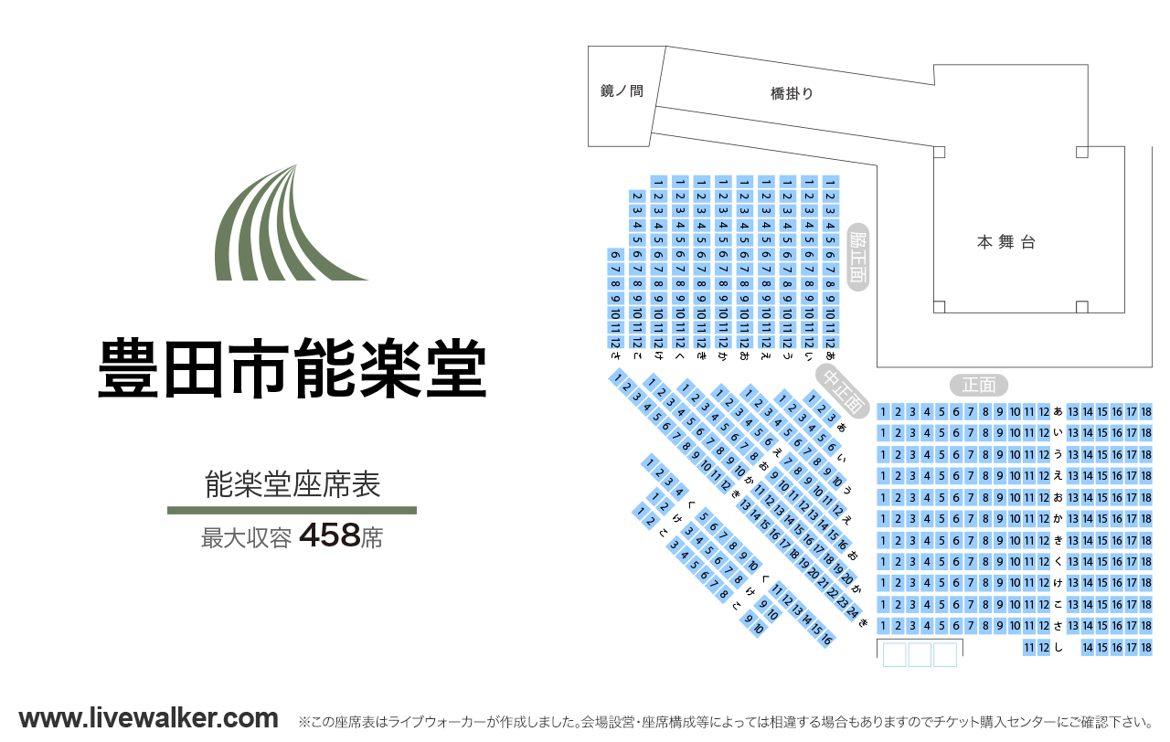 豊田市能楽堂能楽堂の座席表