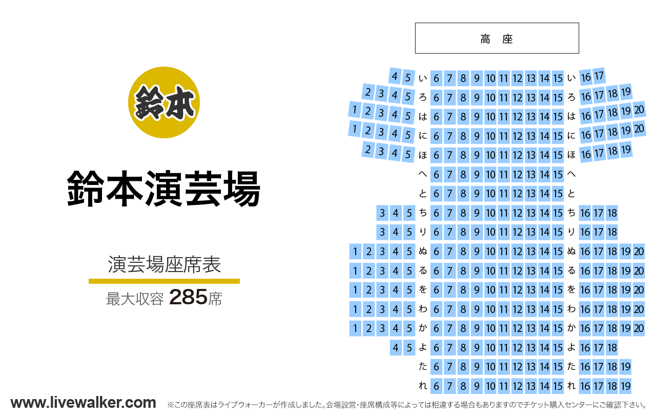 鈴本演芸場演芸場の座席表