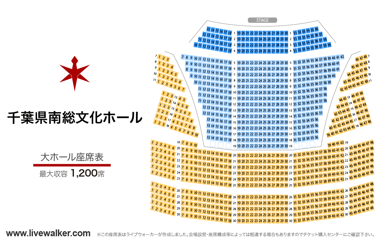 千葉県南総文化ホール大ホールの座席表