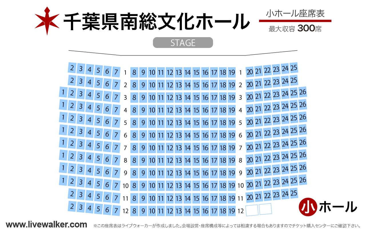 千葉県南総文化ホール小ホールの座席表