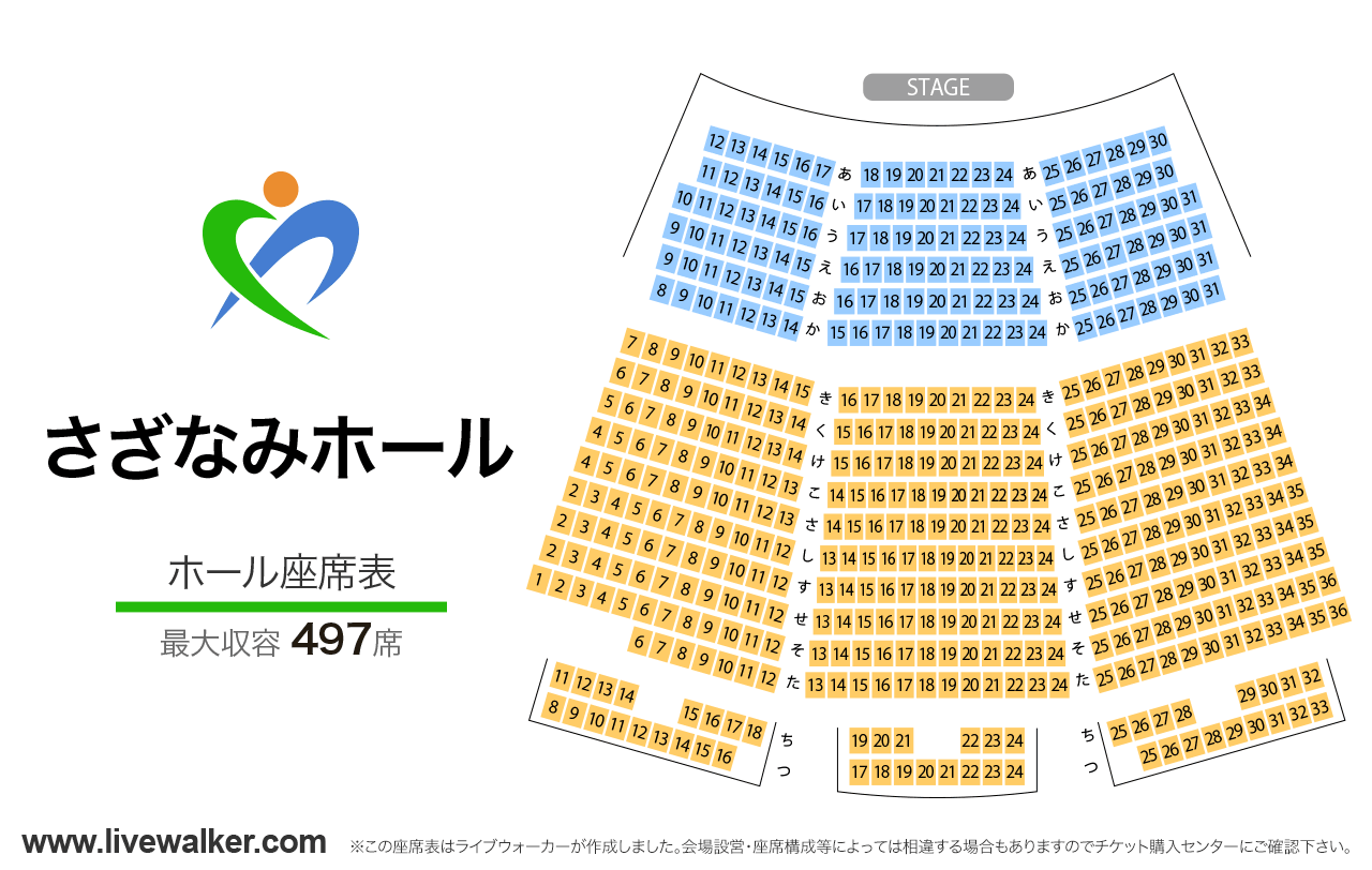 さざなみホールホールの座席表