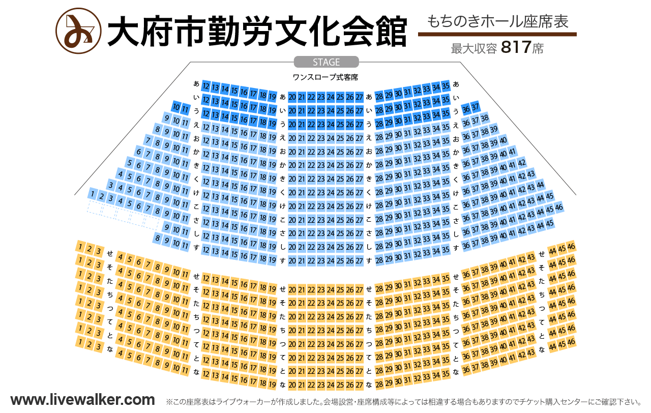 愛三文化会館もちのきホールの座席表