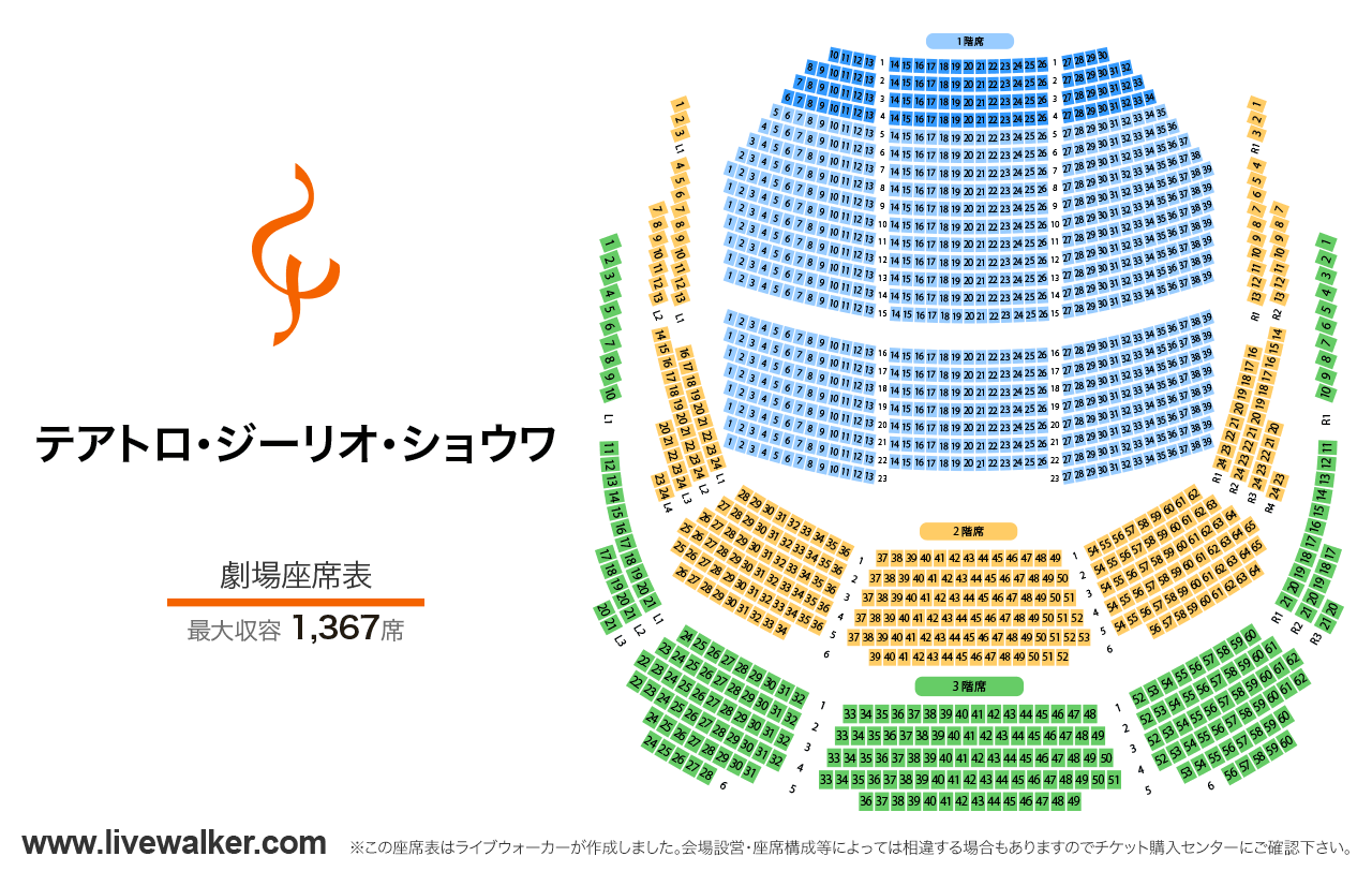 テアトロ・ジーリオ・ショウワ劇場の座席表