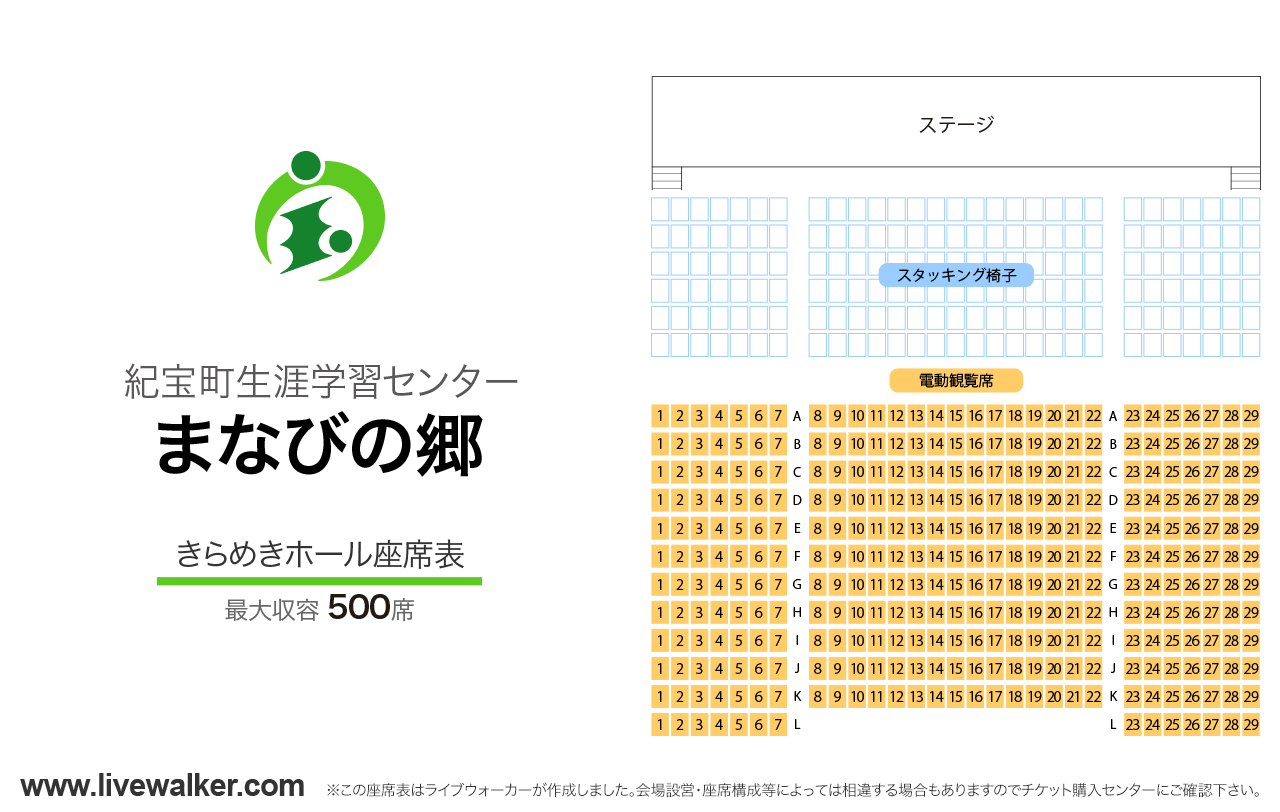 まなびの郷 きらめきホールきらめきホールの座席表